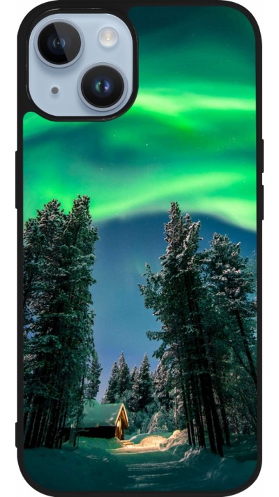 Coque iPhone 15 - Silicone rigide noir Winter 22 Northern Lights