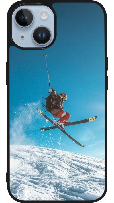 Coque iPhone 15 - Silicone rigide noir Winter 22 Ski Jump