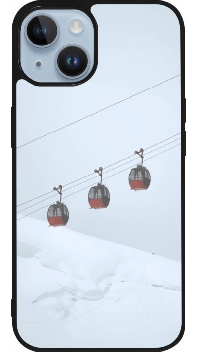 Coque iPhone 15 - Silicone rigide noir Winter 22 ski lift