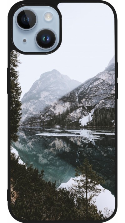 Coque iPhone 15 - Silicone rigide noir Winter 22 snowy mountain and lake