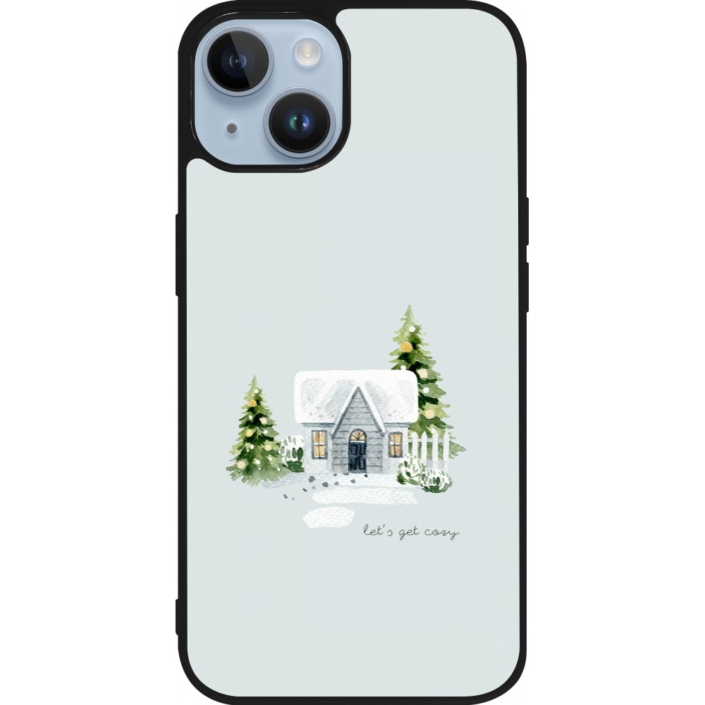 Coque iPhone 15 - Silicone rigide noir Winter 25 Cosy House