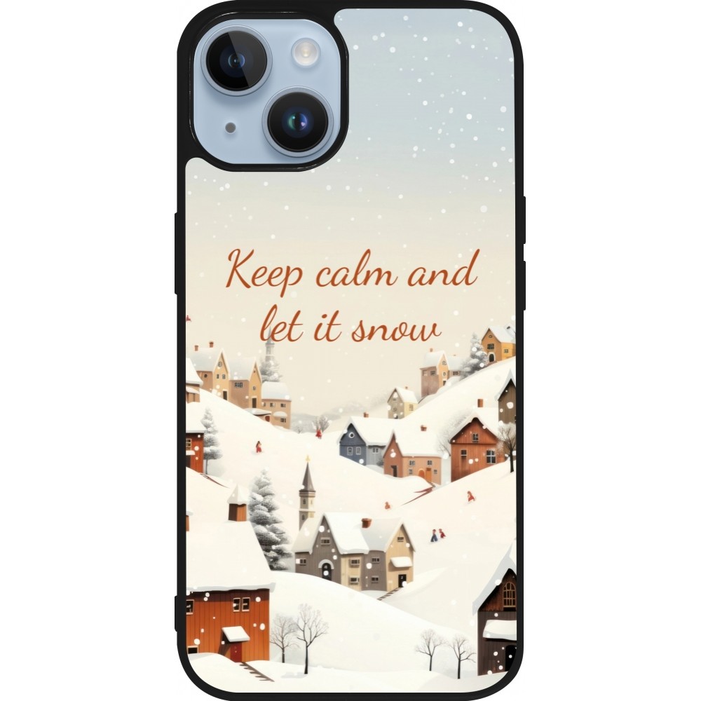 Coque iPhone 15 - Silicone rigide noir Winter 25 Winter Keep calm and let it snow