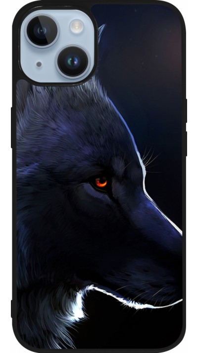 Coque iPhone 15 - Silicone rigide noir Wolf Shape