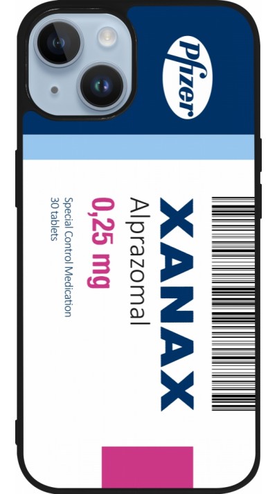 Coque iPhone 15 - Silicone rigide noir Xanax Alprazolam 2025