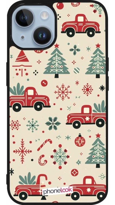 iPhone 15 Case Hülle - Silikon schwarz Weihnachten 2024 Lkw Tanne