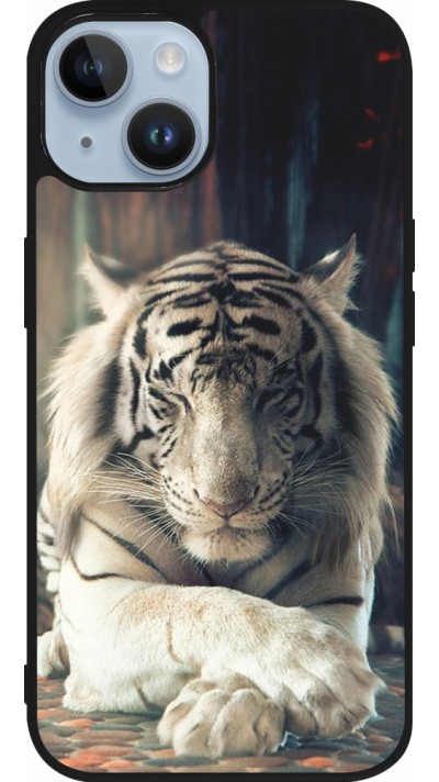 Coque iPhone 15 - Silicone rigide noir Zen Tiger