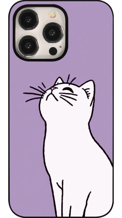 Coque iPhone 15 Pro Max - Chat sur fond violet