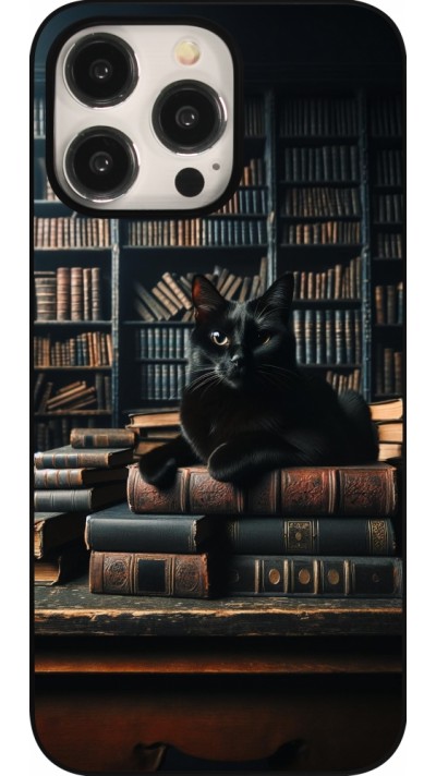 iPhone 15 Pro Max Case Hülle - Katze Bücher dunkel