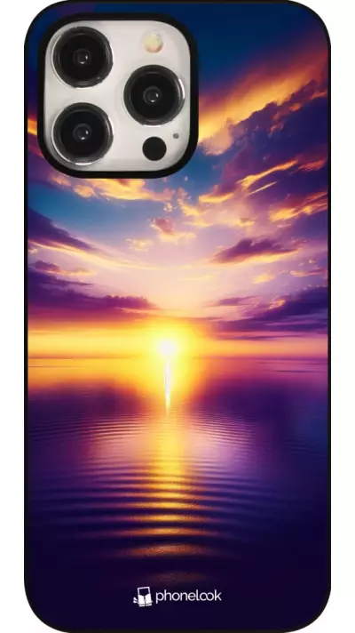 Coque iPhone 15 Pro Max - Coucher soleil jaune violet