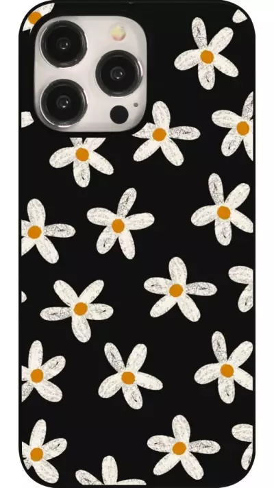 Coque iPhone 15 Pro Max - Easter 2024 white on black flower