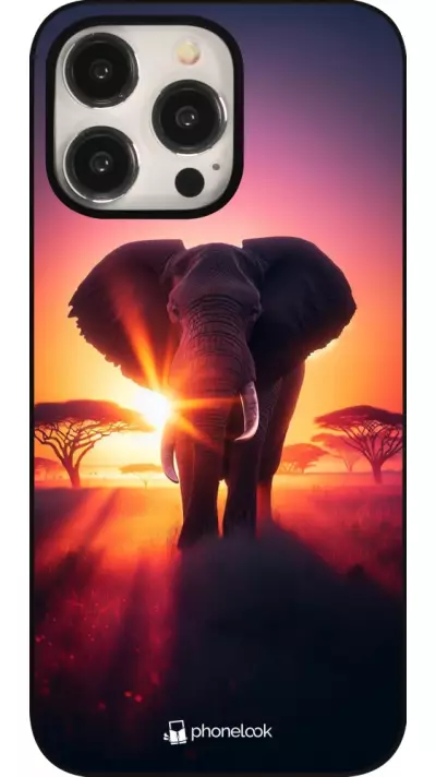 Coque iPhone 15 Pro Max - Elephant Sunrise Beauty