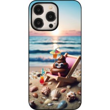 Coque iPhone 15 Pro Max - Emoji caca sur chaise longue