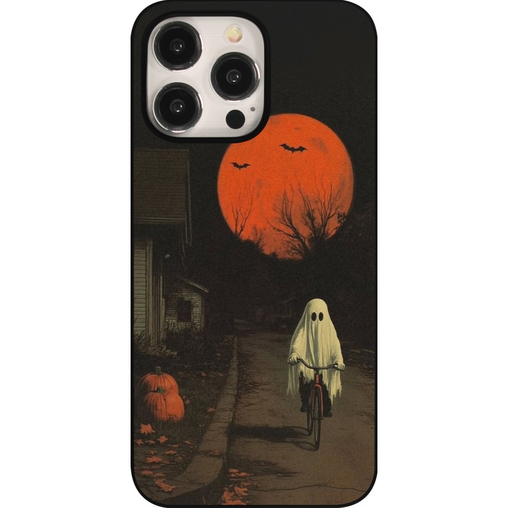 iPhone 15 Pro Max Case Hülle - Halloween 2025 Ghost on a bicycle
