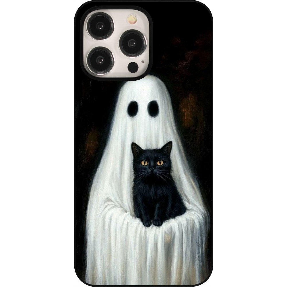iPhone 15 Pro Max Case Hülle - Halloween 2025 Ghost with black cat