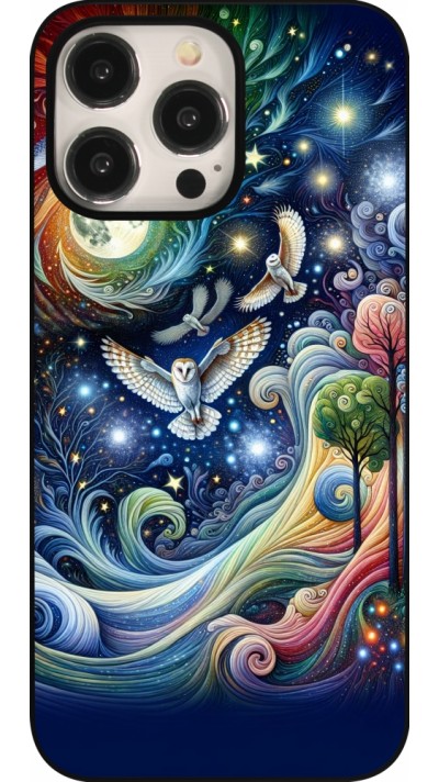 Coque iPhone 15 Pro Max - hibou volant floral
