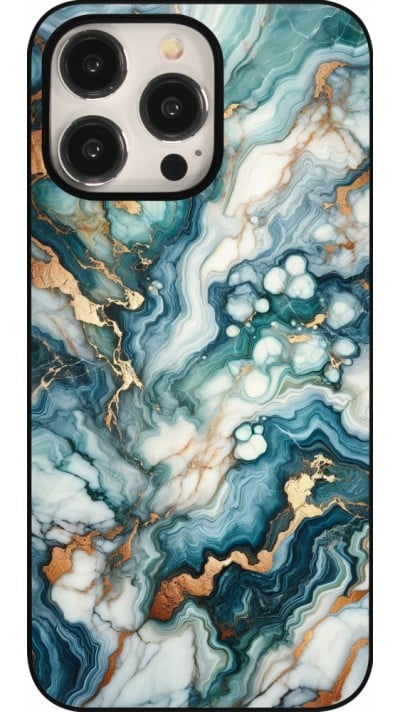 iPhone 15 Pro Max Case Hülle - Grüner Blauer Goldener Marmor