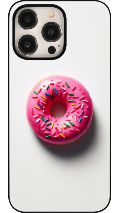 Coque iPhone 15 Pro Max - Weißer Hintergrund, pinker Donut