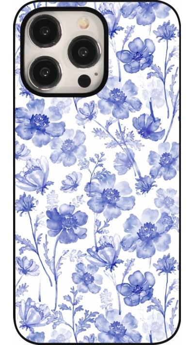 Coque iPhone 15 Pro Max - Spring 23 watercolor blue flowers