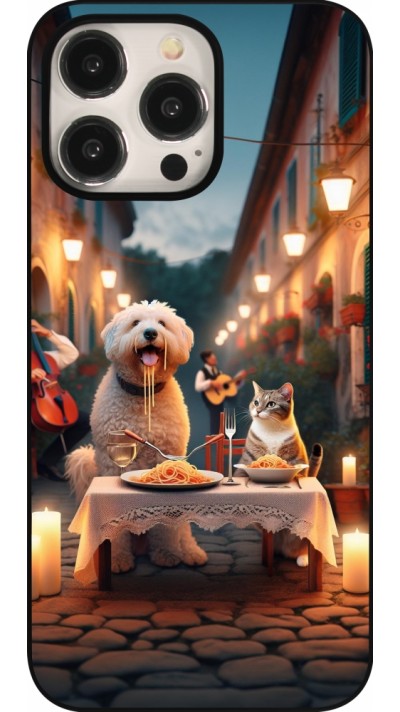 iPhone 15 Pro Max Case Hülle - Valentin 2024 Hund & Katze Kerzenlicht