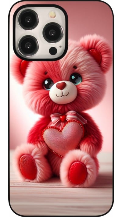 iPhone 15 Pro Max Case Hülle - Valentin 2024 Rosaroter Teddybär