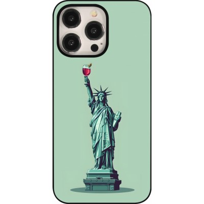 Coque iPhone 15 Pro Max - Wine Statue de la liberté avec un verre de vin