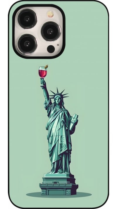 Coque iPhone 15 Pro Max - Wine Statue de la liberté avec un verre de vin