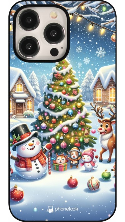 iPhone 15 Pro Max Case Hülle - Weihnachten 2023 Schneemann und Tannenbaum
