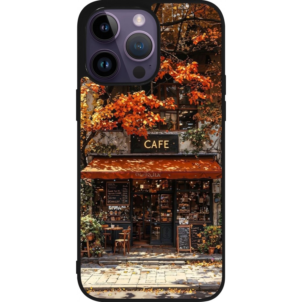 Coque iPhone 15 Pro Max - Silicone rigide noir Autumn 25 Coffee shop