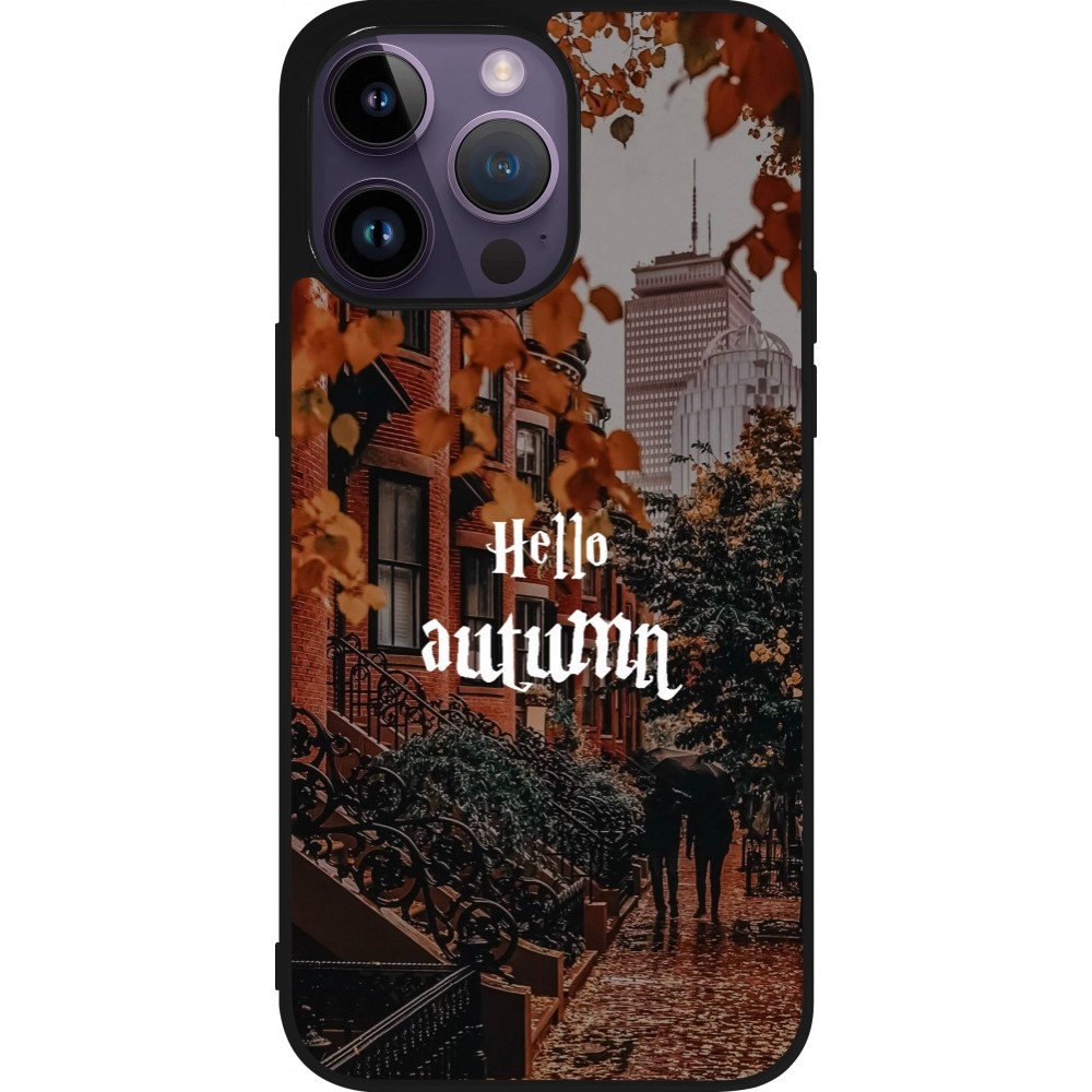 Coque iPhone 15 Pro Max - Silicone rigide noir Autumn 25 Hello autumn