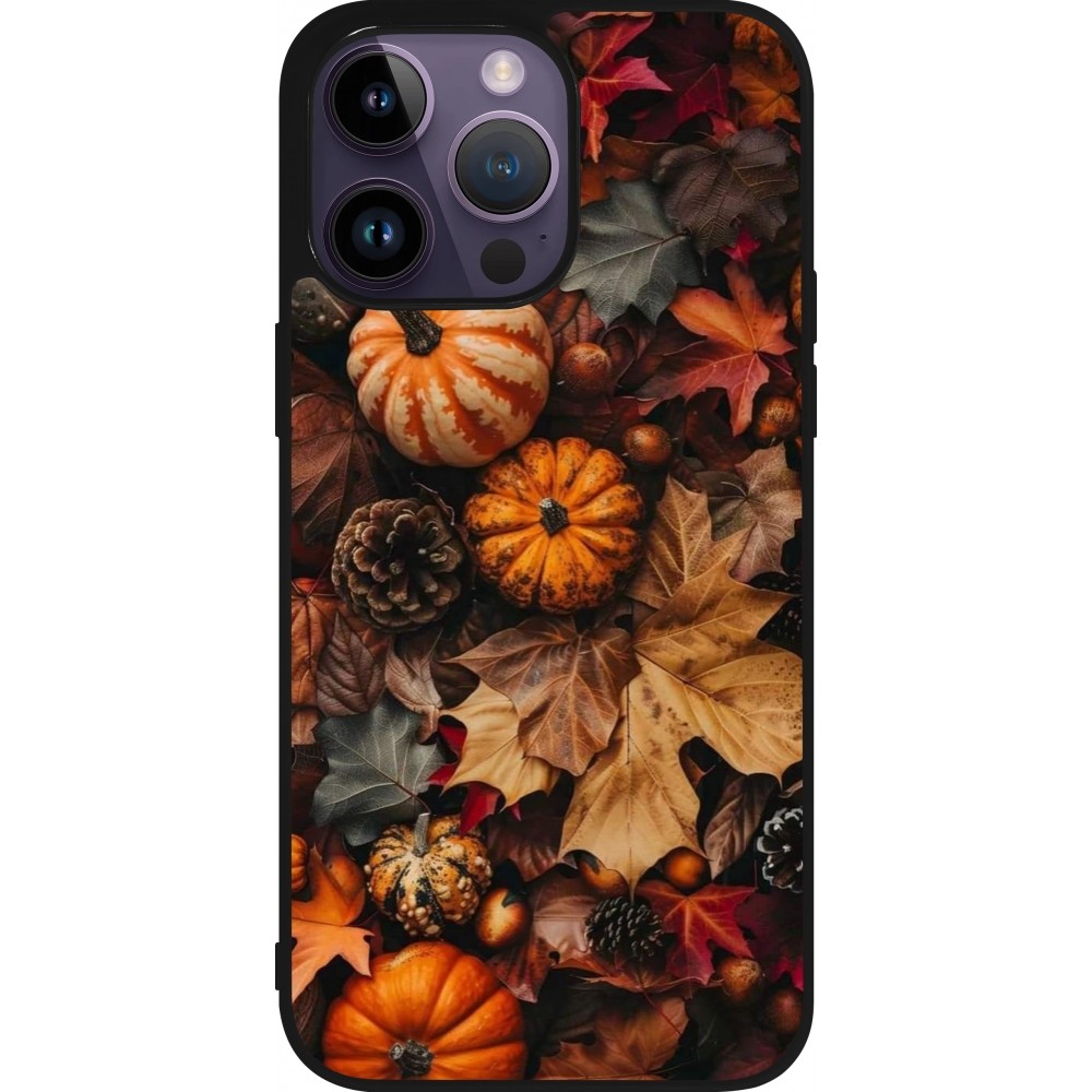 Coque iPhone 15 Pro Max - Silicone rigide noir Autumn 25 Pumpkin