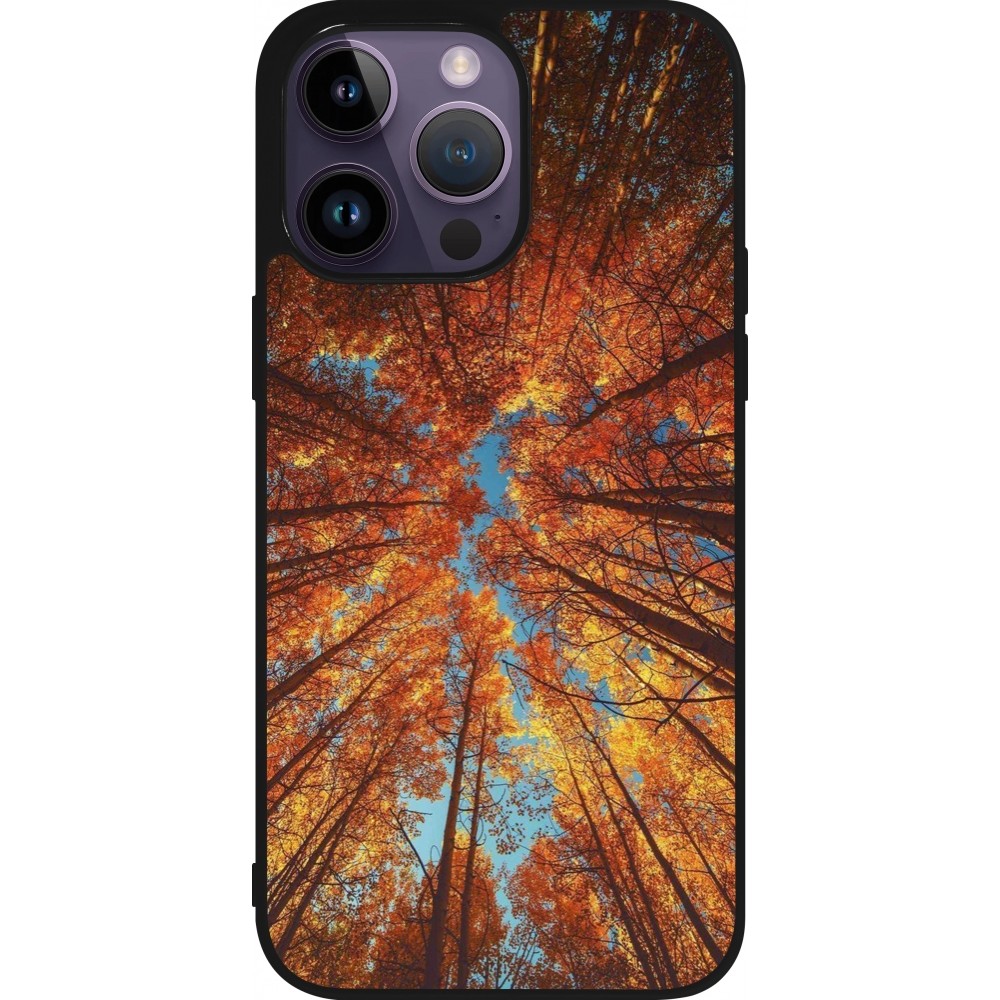 iPhone 15 Pro Max Case Hülle - Silikon schwarz Autumn 25 Trees