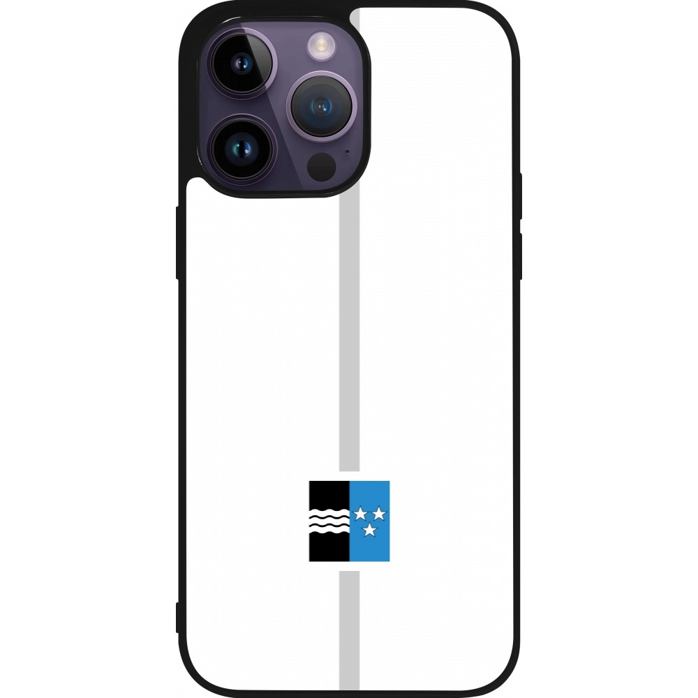 Coque iPhone 15 Pro Max - Silicone rigide noir Canton AG blanc