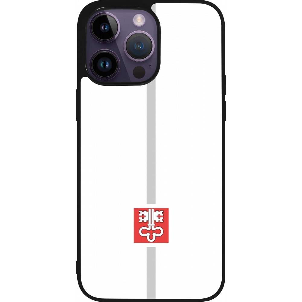 Coque iPhone 15 Pro Max - Silicone rigide noir Canton NW blanc