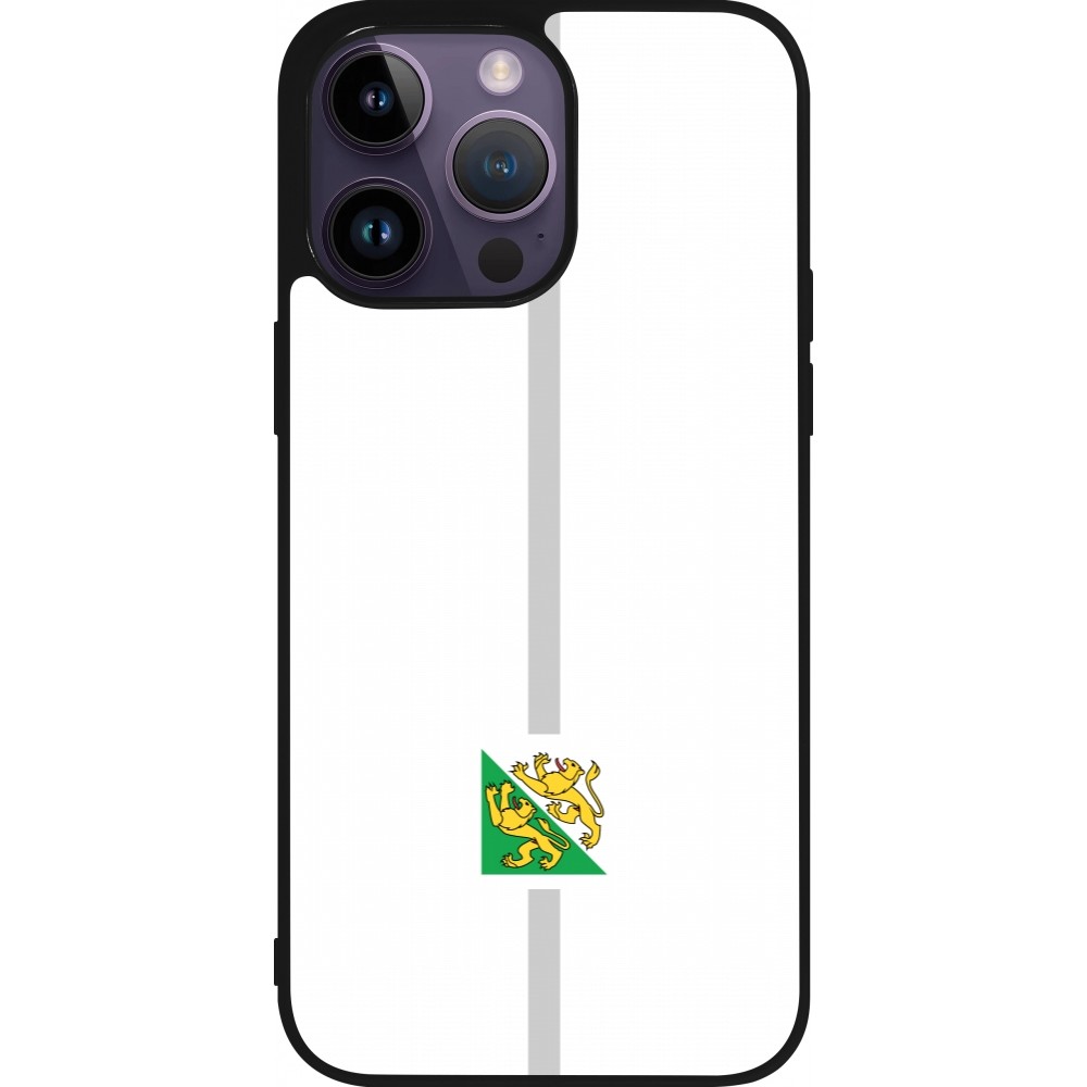 Coque iPhone 15 Pro Max - Silicone rigide noir Canton TG blanc