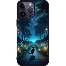 iPhone 15 Pro Max Case Hülle - Silikon schwarz Schwarze Katze Spaziergang