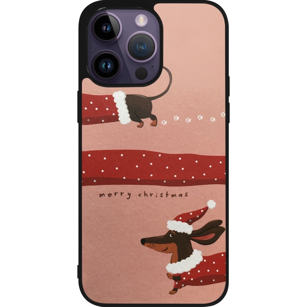 iPhone 15 Pro Max Case Hülle - Silikon schwarz Christmas 25 Teckel Merry Xmas