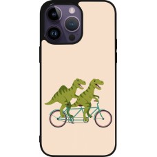 Coque iPhone 15 Pro Max - Silicone rigide noir Dinosaurs on bikes 2026