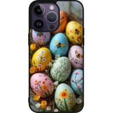 Coque iPhone 15 Pro Max - Silicone rigide noir Easter 2026 Eggs with bees