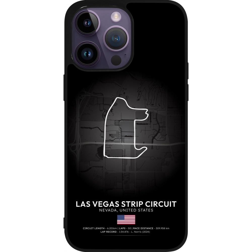 Coque iPhone 15 Pro Max - Silicone rigide noir F1 Track 2025 Las Vegas