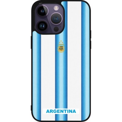 Coque iPhone 15 Pro Max - Silicone rigide noir Maillot de football Argentine 2026 personnalisable
