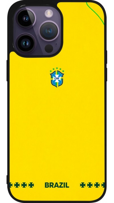 iPhone 15 Pro Max Case Hülle - Silikon schwarz Brasilien 2026 personalisierbares Fussballtrikot