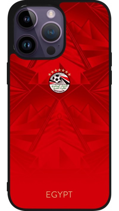 Coque iPhone 15 Pro Max - Silicone rigide noir Maillot de football E?gypte 2026 personnalisable