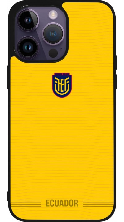 Coque iPhone 15 Pro Max - Silicone rigide noir Maillot de football E?quateur 2026 personnalisable