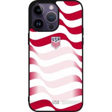 Coque iPhone 15 Pro Max - Silicone rigide noir Maillot de football États-Unis 2026 personnalisable