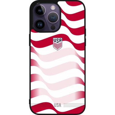 Coque iPhone 15 Pro Max - Silicone rigide noir Maillot de football États-Unis 2026 personnalisable