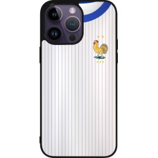 Coque iPhone 15 Pro Max - Silicone rigide noir Maillot de football France Extérieur personnalisable