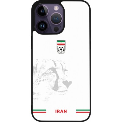 Coque iPhone 15 Pro Max - Silicone rigide noir Maillot de football Iran 2026 personnalisable