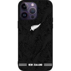 Coque iPhone 15 Pro Max - Silicone rigide noir Maillot de football Nouvelle-Zélande 2026 personnalisable