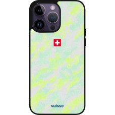 Coque iPhone 15 Pro Max - Silicone rigide noir Maillot de football Suisse Away 2026 personnalisable