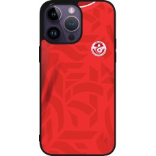 Coque iPhone 15 Pro Max - Silicone rigide noir Maillot de football Tunisie 2022 personnalisable